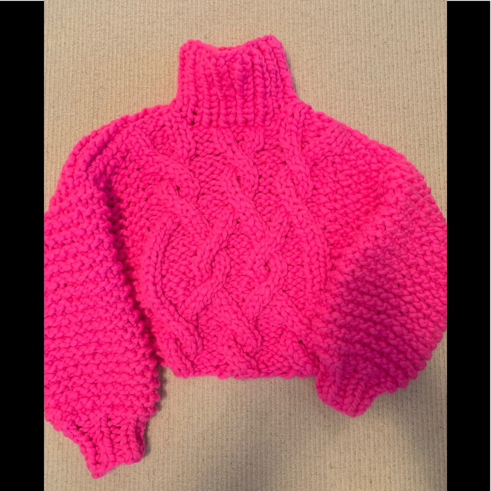 Loopy mango cropped fisherman sweater